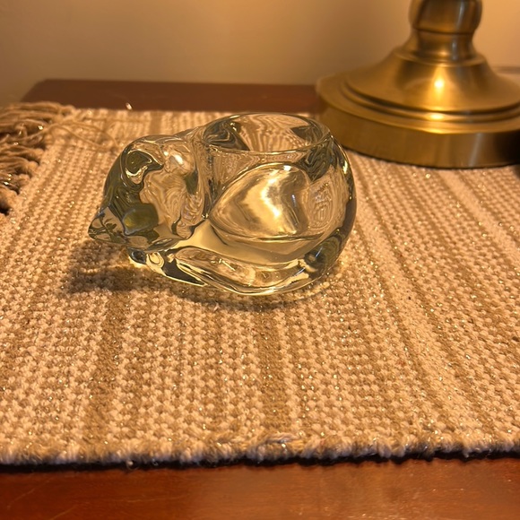 Glass Sleeping Kitten Candle Votive Holder - Picture 1 of 4